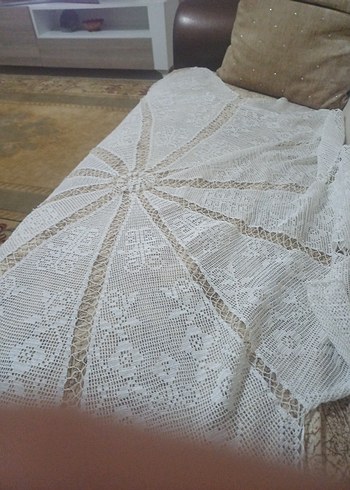 Beyaz El Yapımı Bohem Dantel Örtü - Görsel 5