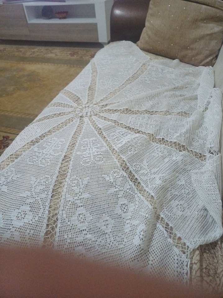 Beyaz El Yapımı Bohem Dantel Örtü - Görsel 5