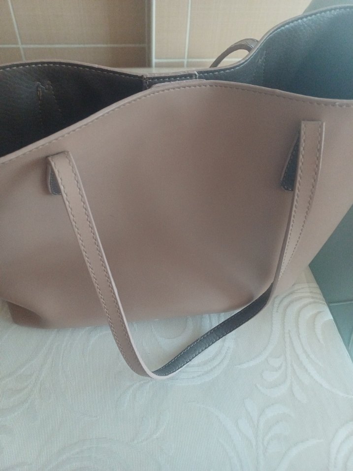 Bej Gri Deri Kadın Çanta - Görsel 5