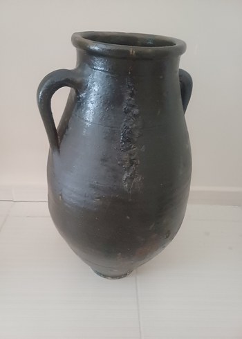 Siyah Kulplu Seramik. çok. eski.  antika küp - Görsel 3