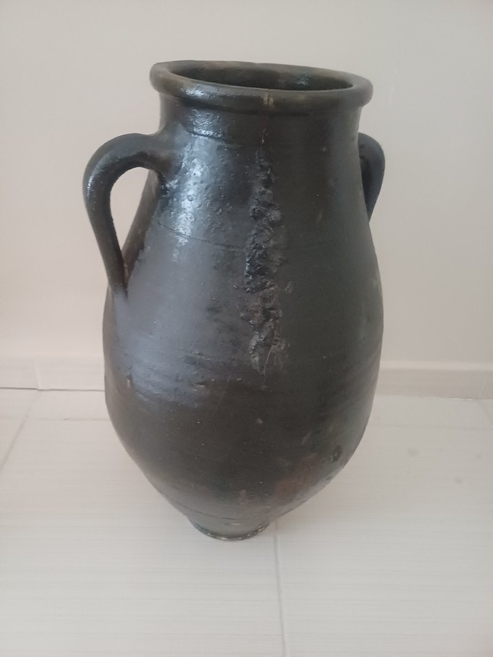 Siyah Kulplu Seramik. çok. eski.  antika küp - Görsel 3