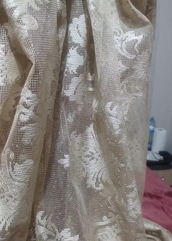 4 adet tül  sutlu kahve. rengiDesenli Bohem Perde - Görsel 2