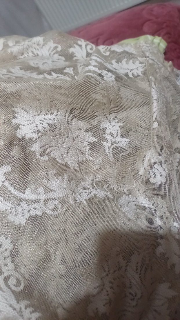 4 adet tül  sutlu kahve. rengiDesenli Bohem Perde - Görsel 3