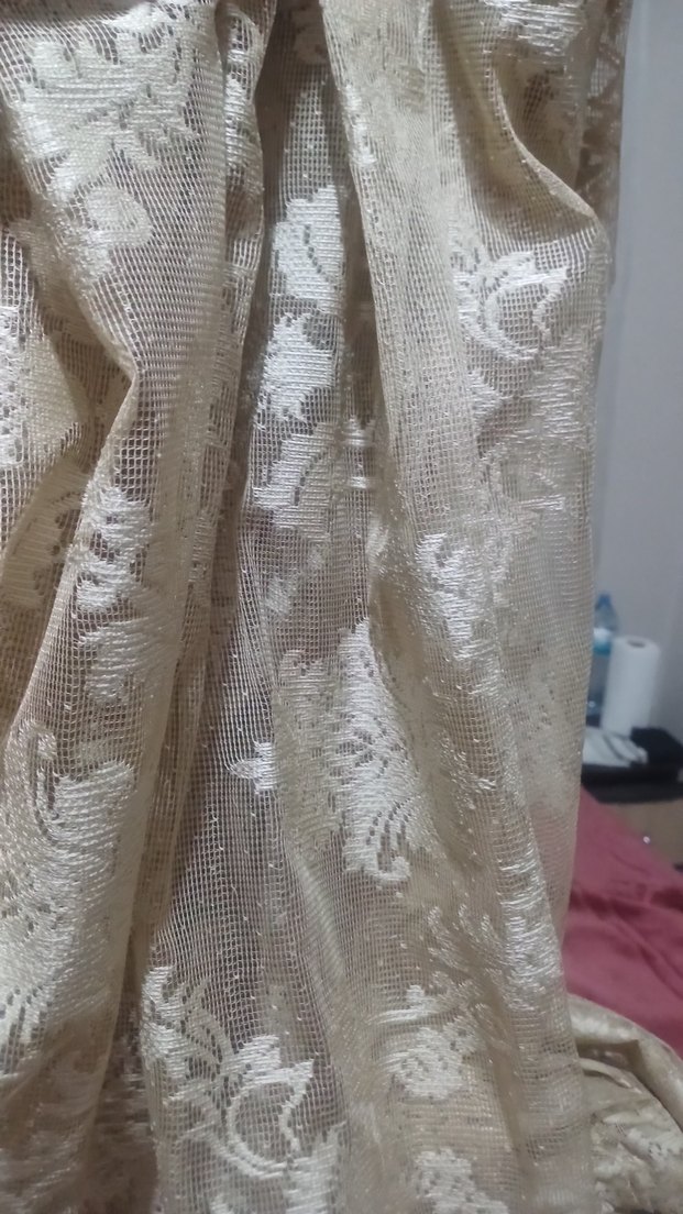 4 adet tül  sutlu kahve. rengiDesenli Bohem Perde - Görsel 2