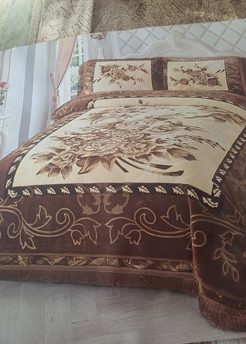 Açık Kahverengi  desenli. 4 parca. bataniye  karyola örtüsü - Görsel 5