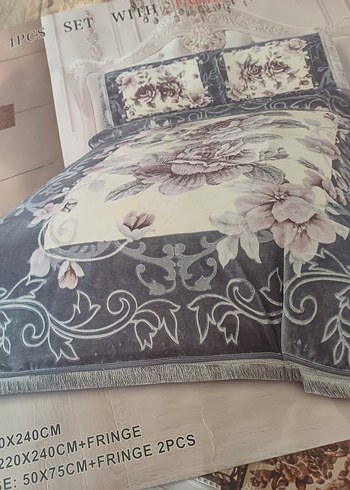 Açık Kahverengi  desenli. 4 parca. bataniye  karyola örtüsü - Görsel 6