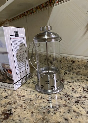 Gri French Press Çay Demliği - Görsel 5