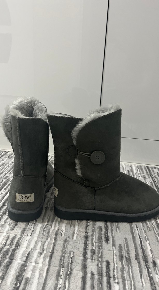 Gri Süet Kürklü Kadın Dolgu Topuk Bot - Görsel 4