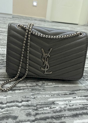 Gri Deri Zincir Detaylı Kadın Çanta - Görsel 2