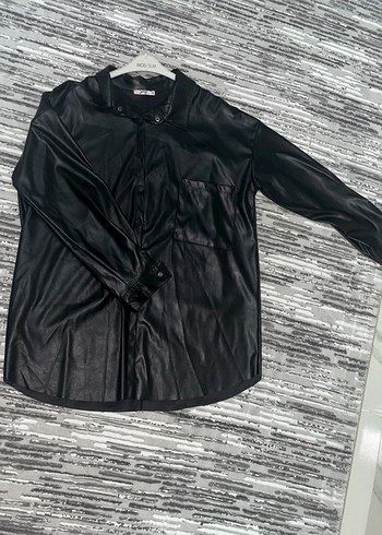 Düğmeli Siyah Deri Kadın Ceket - Görsel 3