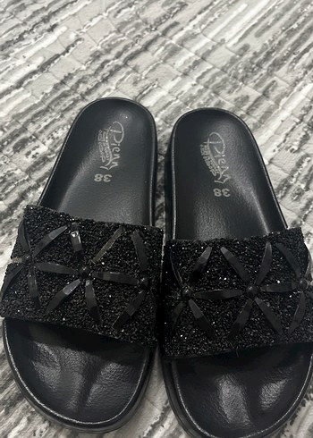 Siyah Yılan Desenli Platform Terlik - Görsel 2