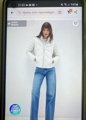 Bej Kadın Kışlık Mont, Fermuarlı, Yüksek Yakalı - Görsel 5