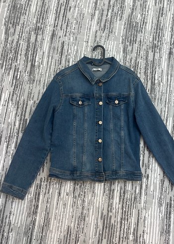 Düğmeli Kadın Mavi Denim Ceket - Görsel 2