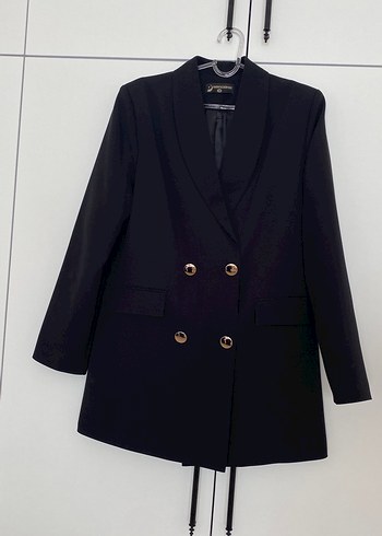 Düğmeli Siyah Kadın Blazer Ceket