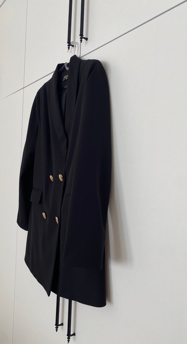 Düğmeli Siyah Kadın Blazer Ceket - Görsel 2