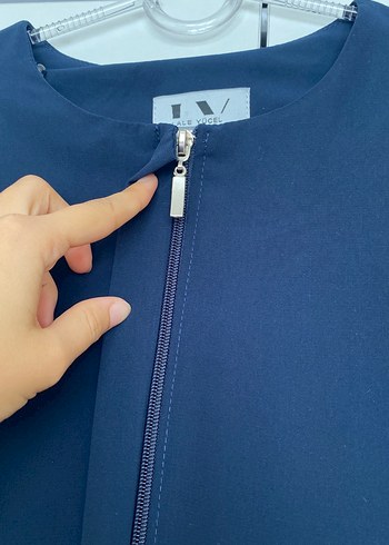 Lacivert Uzun Kollu Salaş Kadın Elbise - Görsel 3