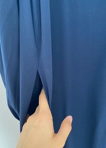 Lacivert Uzun Kollu Salaş Kadın Elbise - Görsel 2