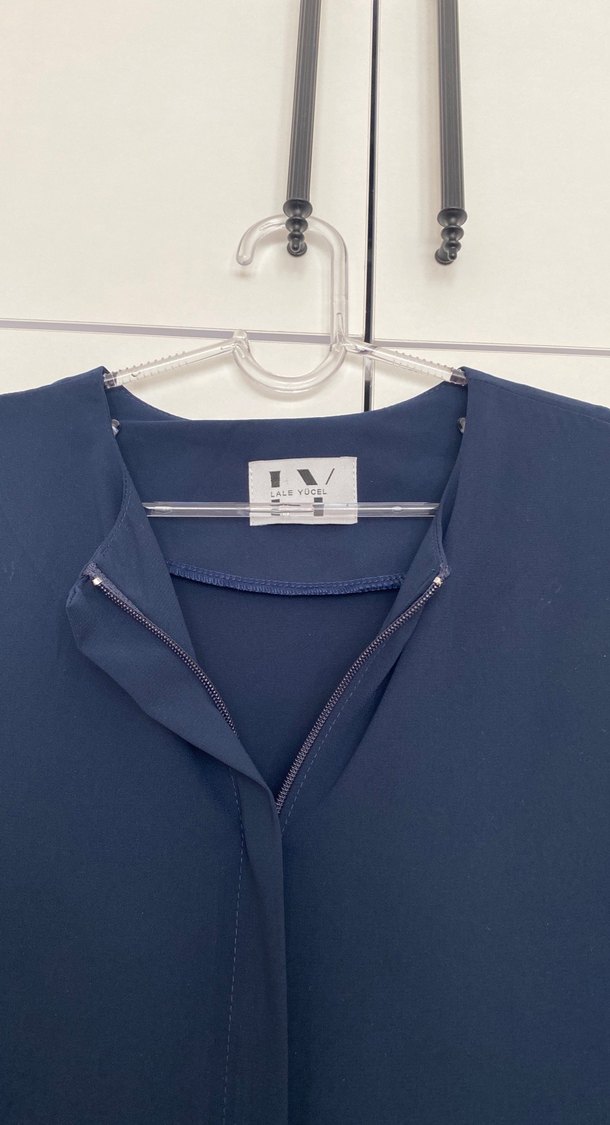 Lacivert Uzun Kollu Salaş Kadın Elbise - Görsel 4