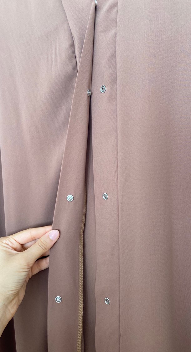 V Yaka Uzun Kollu Bej Kadın Elbise - Görsel 3