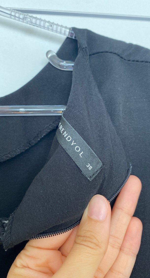 Siyah Uzun Keten Elbise, Bol Kesim, Drapeli - Görsel 4