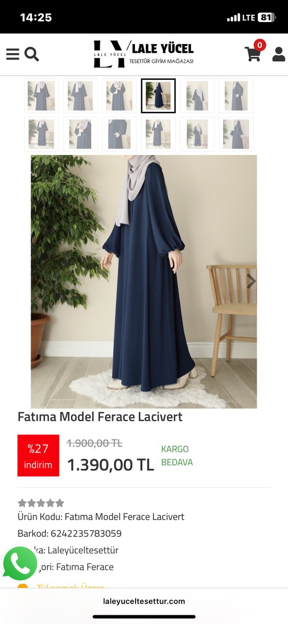 Fatima Model Lacivert Uzun Ferace - Görsel 4