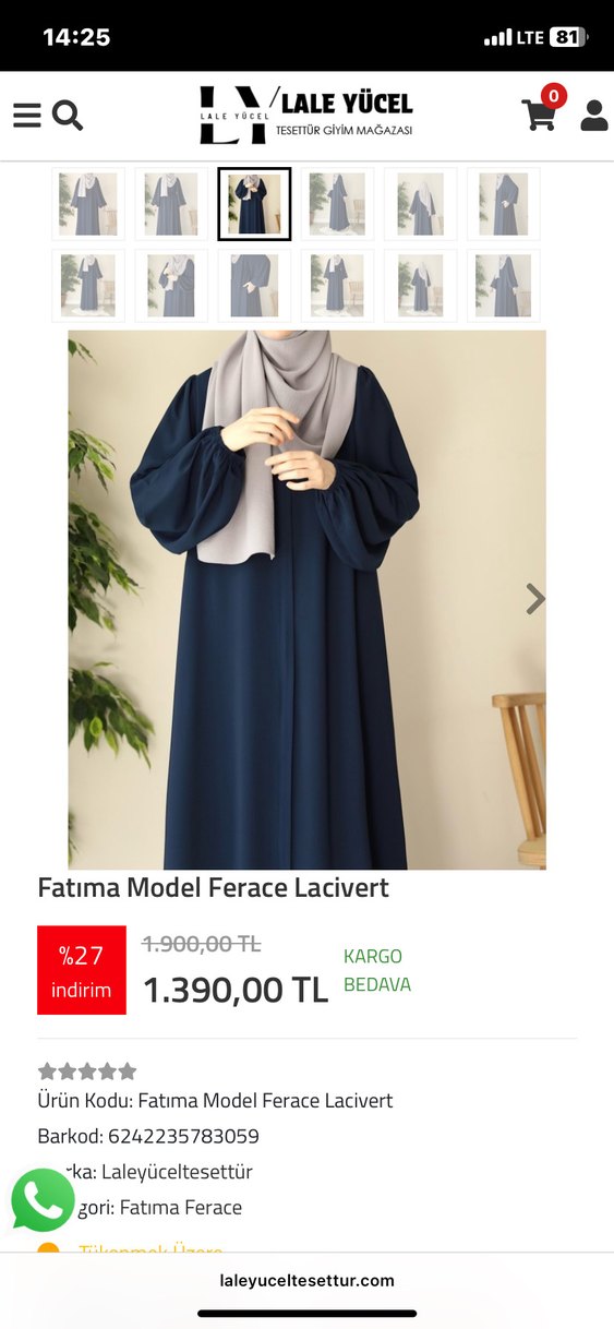 Fatima Model Lacivert Uzun Ferace - Görsel 3