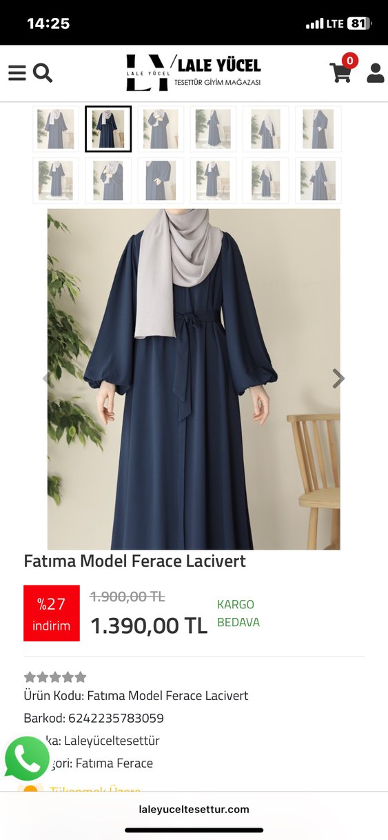 Fatima Model Lacivert Uzun Ferace - Görsel 2