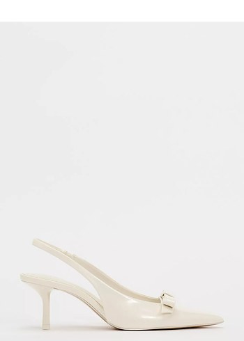 Zara Beyaz Fiyonk Detaylı Stiletto Kadın Ayakkabı