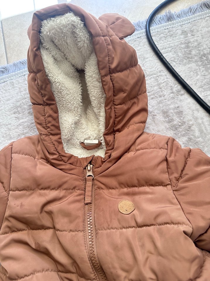 Kürklü Kahverengi Bebek Kış Tulumu - Görsel 4