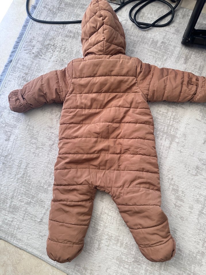 Kürklü Kahverengi Bebek Kış Tulumu - Görsel 2