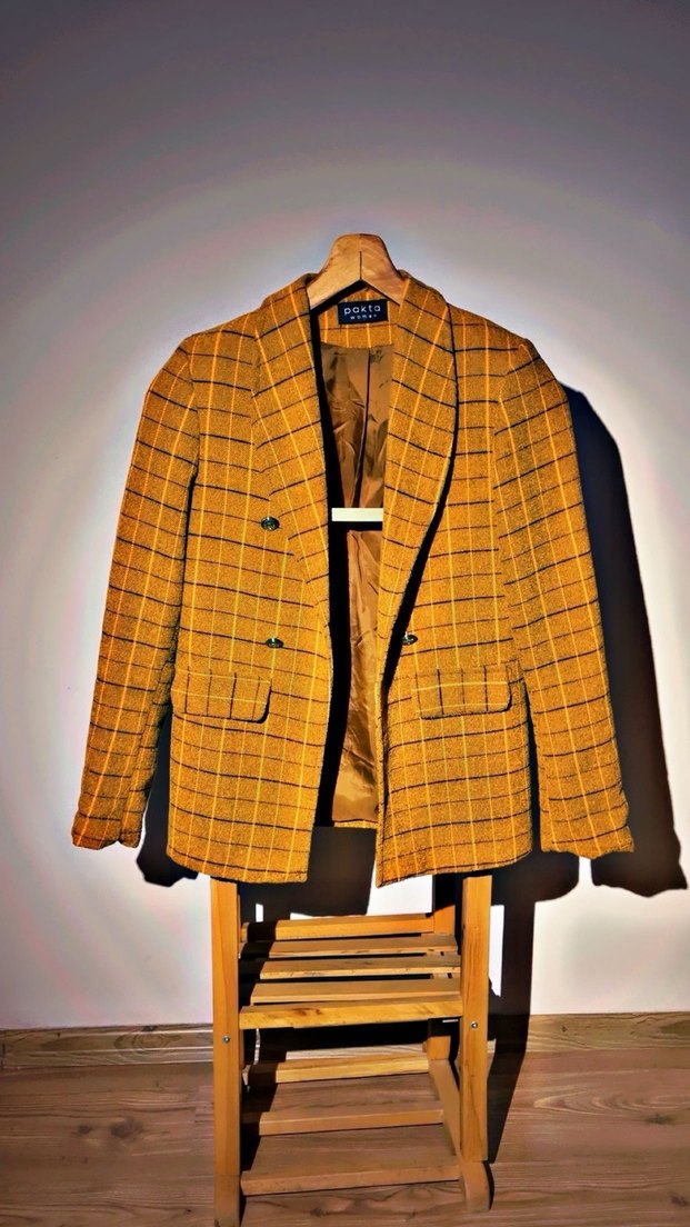 Hardal Düğmeli Kadın Blazer Ceket - Görsel 2