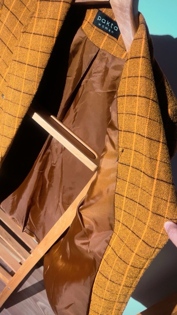 Hardal Düğmeli Kadın Blazer Ceket - Görsel 3