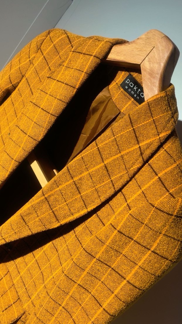 Hardal Düğmeli Kadın Blazer Ceket - Görsel 4