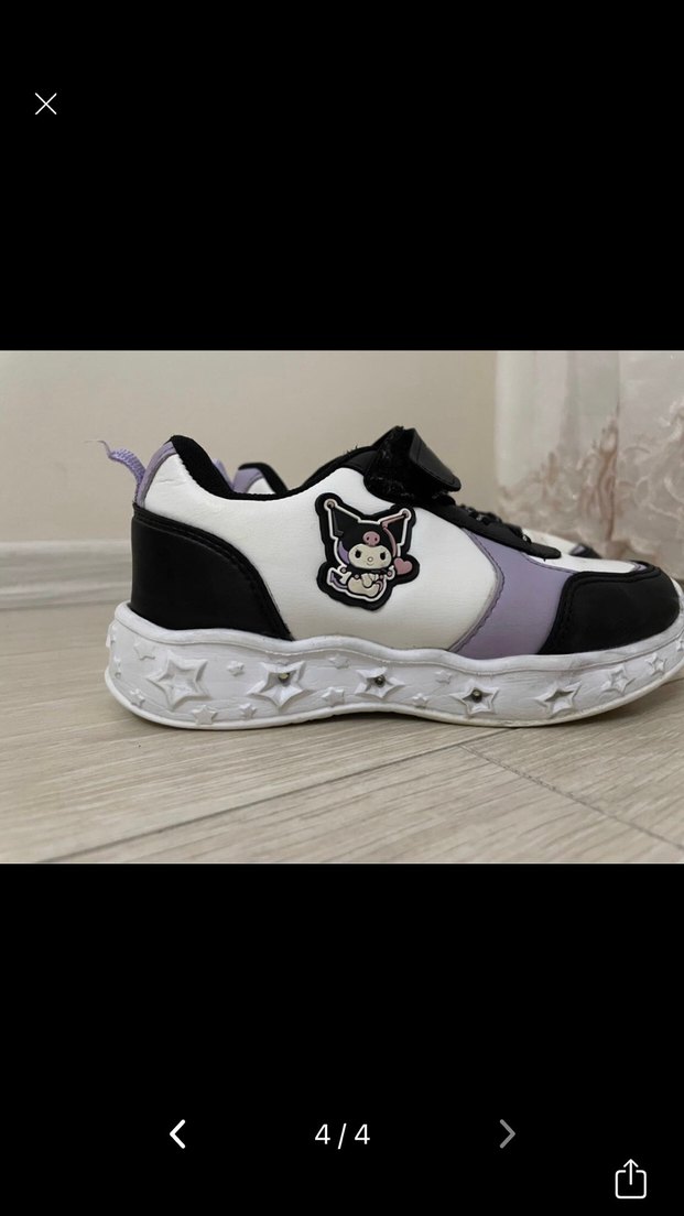 Kız Çocuk lşıklı Mor Cırt Cırtlı Spor Ayakkabı - Görsel 4