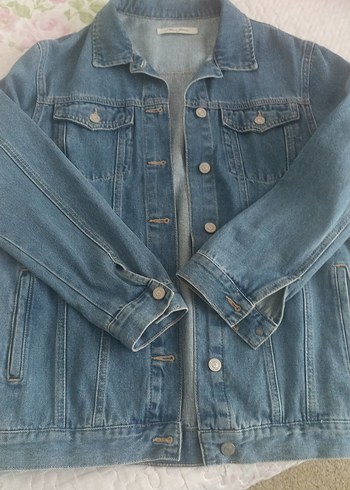 Düğmeli Mavi Jean Kadın Denim Ceket M.beden - Görsel 2