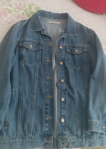 Düğmeli Mavi Jean Kadın Denim Ceket M.beden - Görsel 3