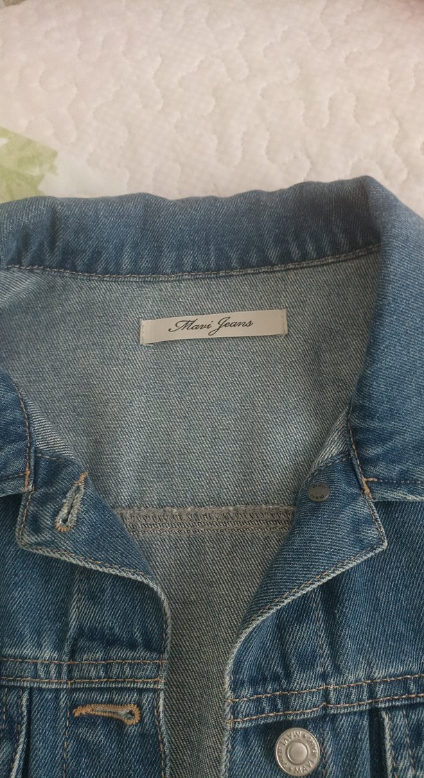 Düğmeli Mavi Jean Kadın Denim Ceket M.beden - Görsel 4