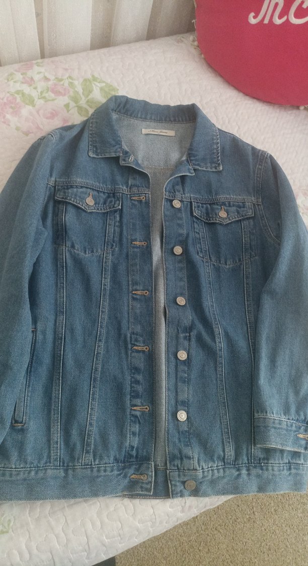 Düğmeli Mavi Jean Kadın Denim Ceket M.beden - Görsel 3