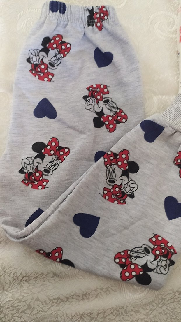 Minnie Mouse Baskılı Gri Çocuk Pijama Altı - Görsel 4