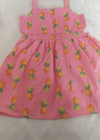 Pembe Ananas Desenli Kız Çocuk Elbisesi - Görsel 2
