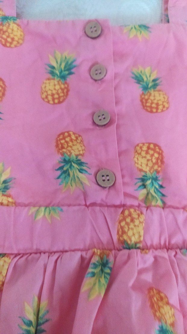 Pembe Ananas Desenli Kız Çocuk Elbisesi - Görsel 5
