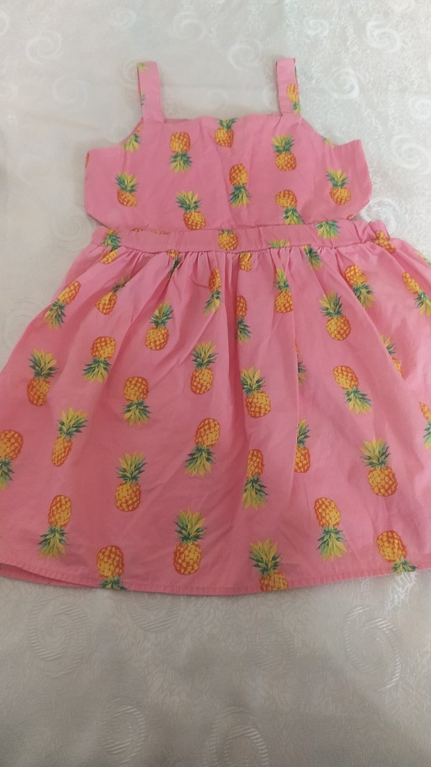Pembe Ananas Desenli Kız Çocuk Elbisesi - Görsel 2