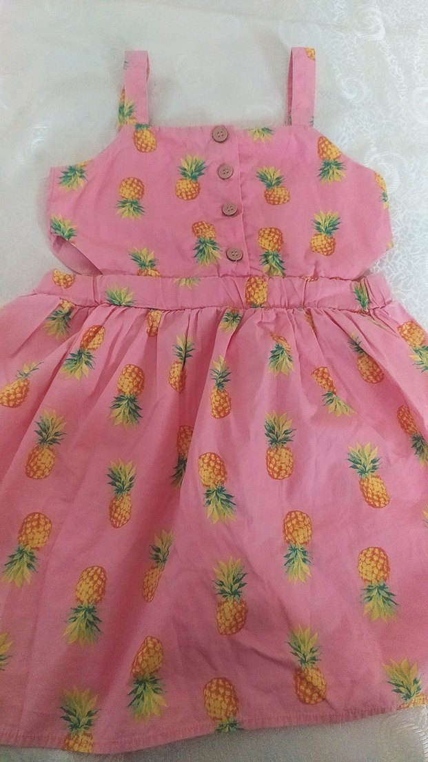 Pembe Ananas Desenli Kız Çocuk Elbisesi - Görsel 4