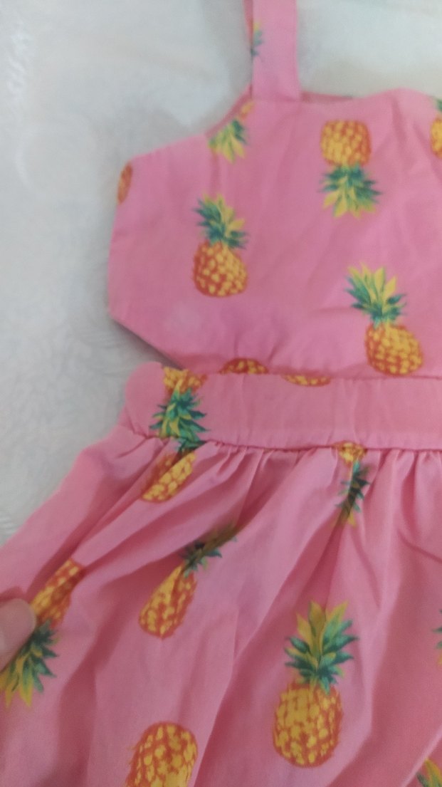 Pembe Ananas Desenli Kız Çocuk Elbisesi - Görsel 3