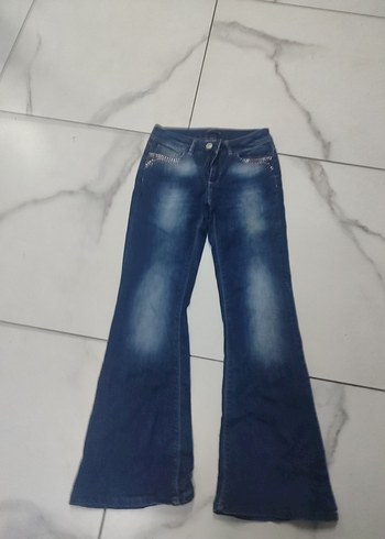 Kadın Lacivert Bol Kesim Midi Kot Pantolon