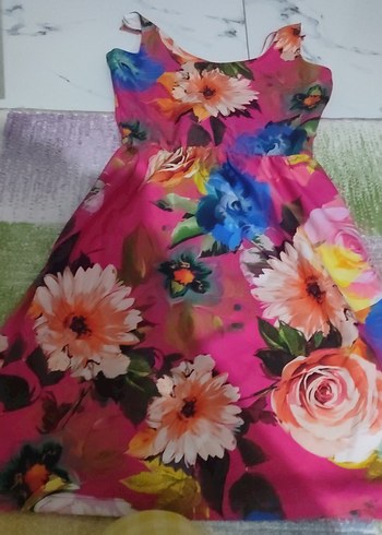 Pembe Çiçek Desenli Uzun Bohem Elbise - Görsel 2