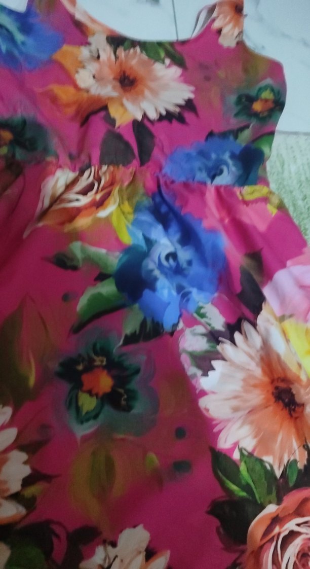 Pembe Çiçek Desenli Uzun Bohem Elbise - Görsel 3