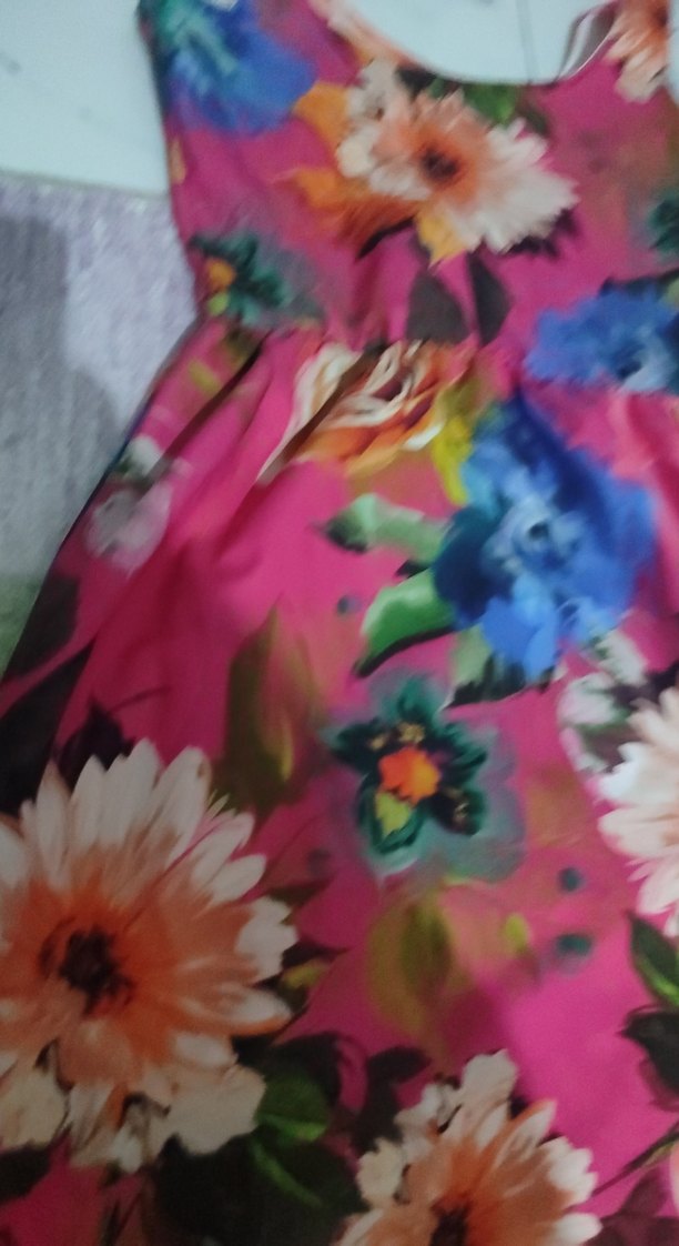 Pembe Çiçek Desenli Uzun Bohem Elbise - Görsel 4