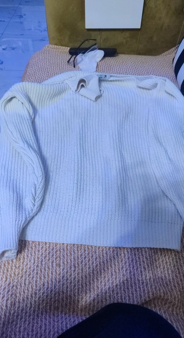 Beyaz Kadın Örgü Triko Kazak - Görsel 3