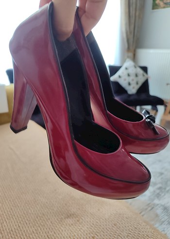 Bordo Tokalı Stiletto Topuklu Kadın Ayakkabı - Görsel 5